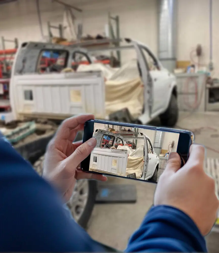 A technician is using reclaimr.ai to document a truck repair as he is repairing it.